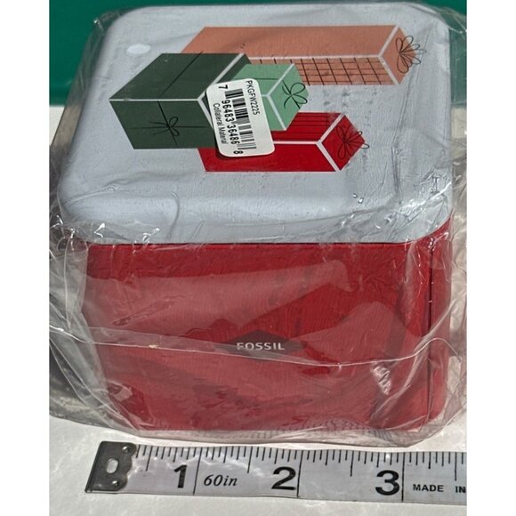 2017 Christmas Holiday Fossil Watch Holder ONLY Metal Tin Box Cases 2.75" Tall - Picture 10 of 16